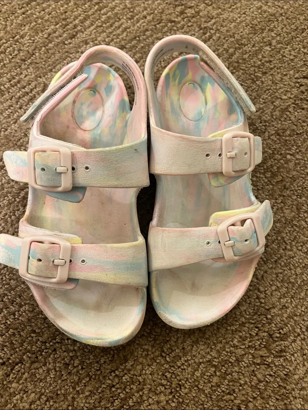 Kids Pastel Tie-Dye Adjustable Strap Sandals